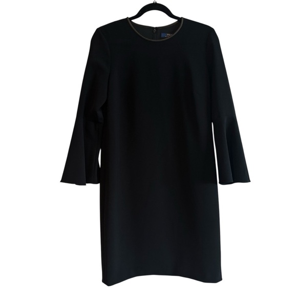 Polo Ralph Lauren Black Bell Ruffle Sleeve Sheath Dress Quiet Luxury Classic - Picture 1 of 13